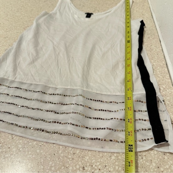 3x25* J. Crew Embellished Beaded Silk Hem Tank Top Off White (flaws) - Picture 14 of 16